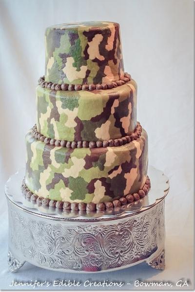 Camouflage Butter-cream Wedding Cake - Cake by Jennifer's Edible Creations