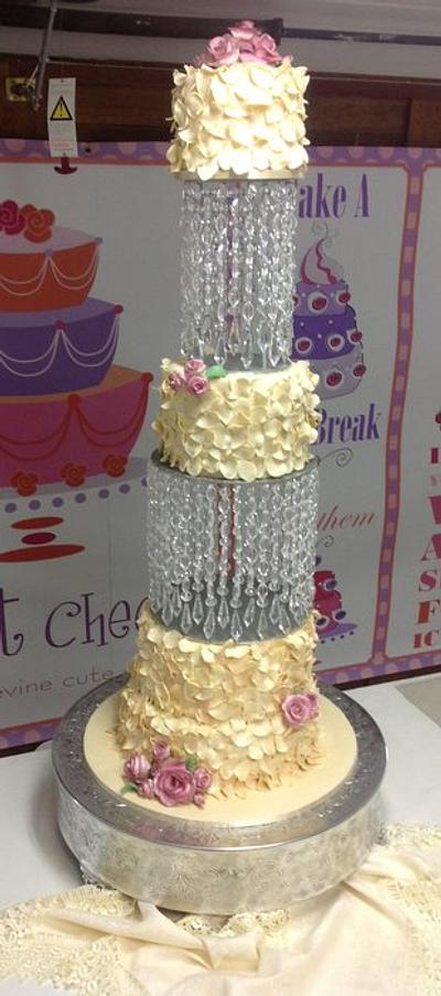 Rose petal on crystal chandelier stand  - Cake by beasweet