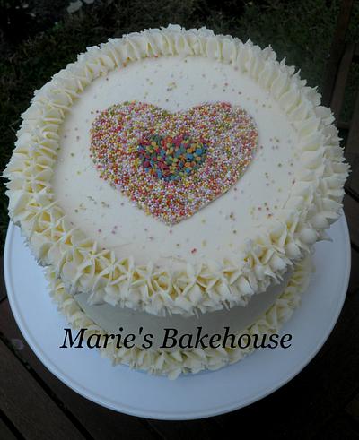 Buttercream cake with sprinkle heart - Cake by Marie's Bakehouse