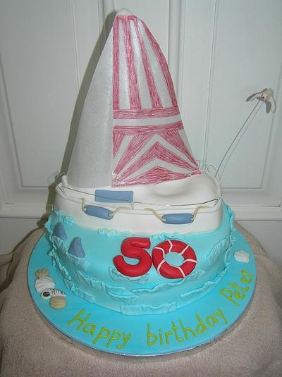 Sailing Boat with flying seagull - Cake by Barbora Cakes