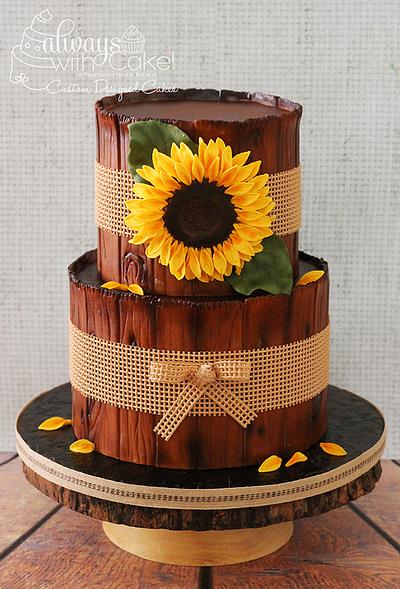 Sunflowers and Burlap - Cake by AlwaysWithCake