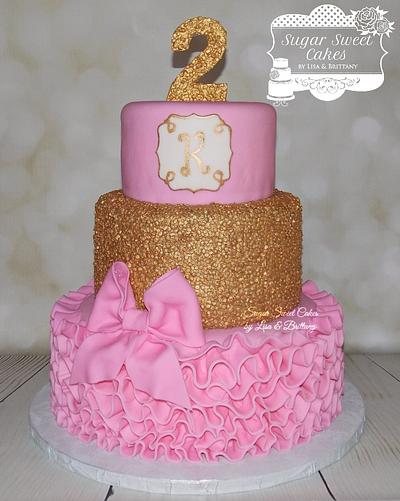 Ruffles & Gold Sequins - Cake by Sugar Sweet Cakes