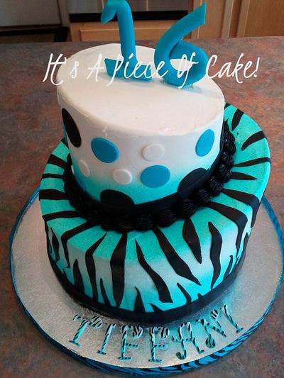 Sweet 16 Zebra Print Topsy Turvy Buttercream Icing - Cake by Rebecca