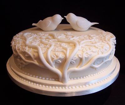 Love Birds single tier wedding - Cake by Elizabeth Miles Cake Design