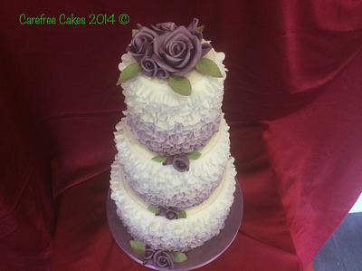Rose and Ruffle Wedding Cake - Cake by carefreecakes