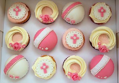 Pink Christening Cupcakes - Cake by Caron Eveleigh