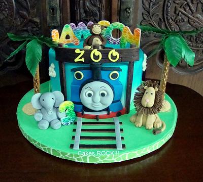 Thomas the Train Goes to the Zoo - Cake by Cakes ROCK!!!  