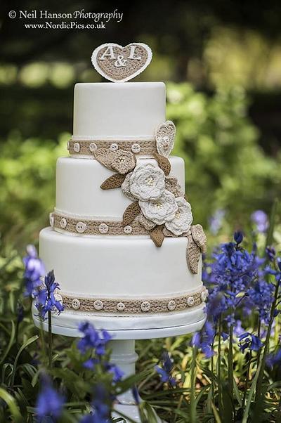Crochet and Button Wedding Cake - Cake by Samantha Tempest
