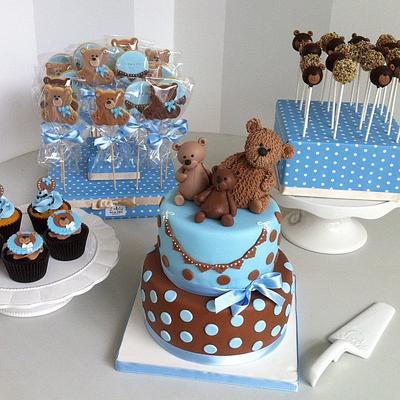 Teddy and family dessert table - Cake by Bella's Bakery