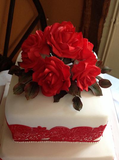 Handmade red roses - Cake by Iced Images Cakes (Karen Ker)