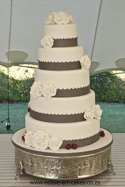 5tier elegant Rose & Cherry cake - Cake by Edible Art Cakes
