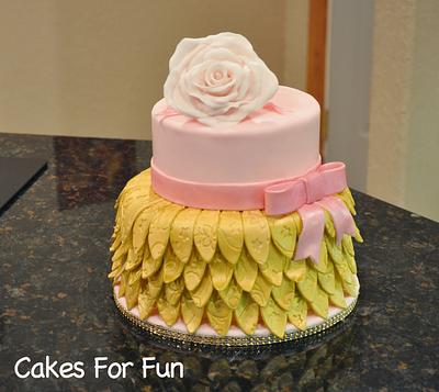Pink and Gold With Rose Topper - Cake by Cakes For Fun
