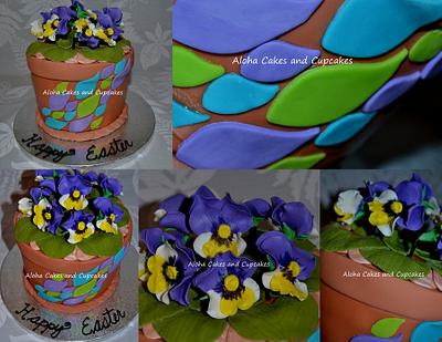 Pot of Pansies - Cake by Sarah Scott