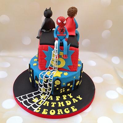 Spiderman and his superhero friends - Cake by Yvonne Beesley