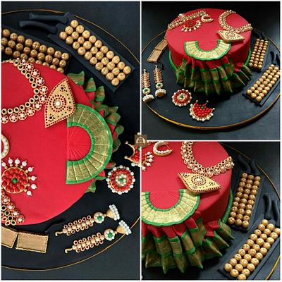 Bharatnatyam Saree and Temple Jewellery Cake - Cake by Tricks 'n' Treats