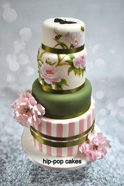 Handpainted Peony Rose - Cake by Lesley Marshall cake art