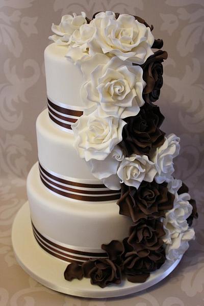 Rose Cascade Wedding Cake. - Cake by Dulcie Blue Bakery ~ Chris