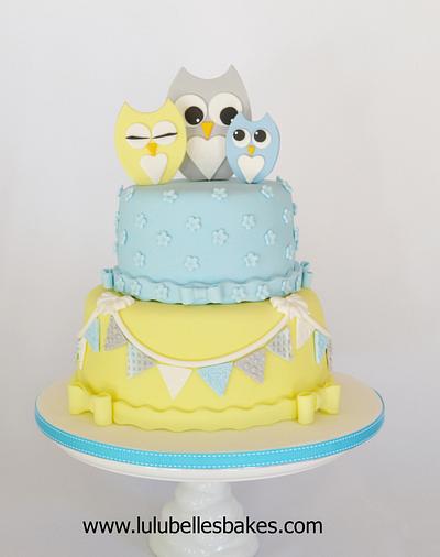 Owl Baby Shower Cake - Cake by Lulubelle's Bakes