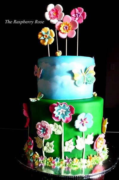 Flowers and Butterflies - Cake by TheRaspberryRose