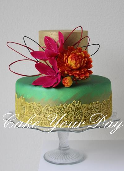 Green&Gold anniversary cake. - Cake by Cake Your Day (Susana van Welbergen)