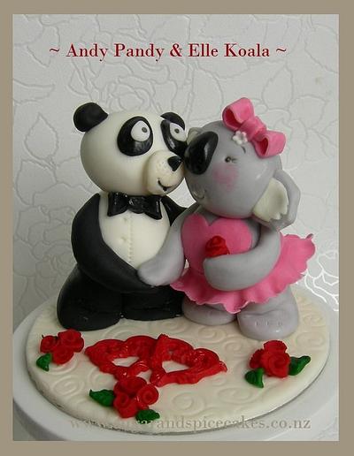 Cute Valentine Couple Cake Topper ~ Andy Pandy & Elle Koala - Cake by Mel_SugarandSpiceCakes