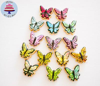 Hand Painted Butterfly Cookies  - Cake by Veenas Art of Cakes 