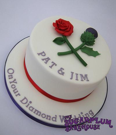 Rose & Thistle Diamond Anniversary Cake - Cake by Sam Harrison
