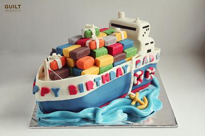 Cargo Ship Birthday Cake - Cake by Guilt Desserts