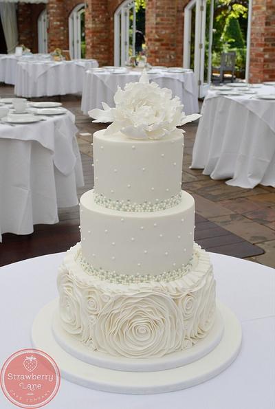 Ruffles and Peony wedding cake - Cake by Strawberry Lane Cake Company