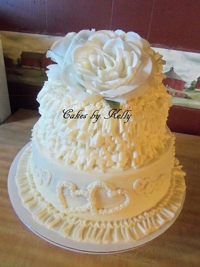 Roses, Ruffles, and Hearts - Cake by Kelly Neff,  Cakes by Kelly 