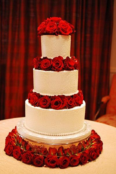 Rose Stencil Wedding Cake - Cake by Jenniffer White