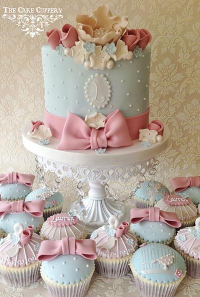 Shabby Chic Celebration Cake and Cupcakes - Cake by Cat Lawlor