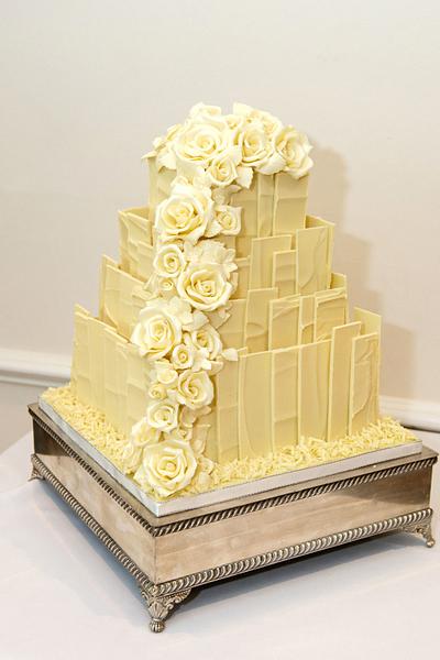 White Chocolate Rose Vintage Wedding Cake - Cake by Storyteller Cakes