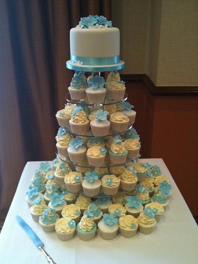 Teal wedding tower & top cake - Cake by Swirly sweet