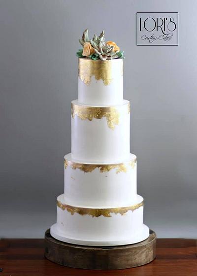 Gold Leaf and Sugar Succulents  - Cake by Lori Mahoney (Lori's Custom Cakes) 