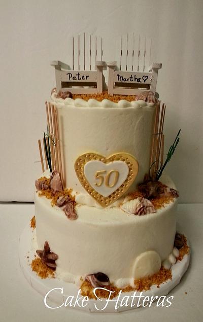 A 50th Anniversary at the beach - Cake by Donna Tokazowski- Cake Hatteras, Martinsburg WV