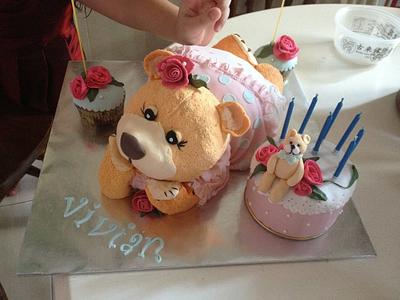 Cheeky Teddy Birthday cake  - Cake by sjewel