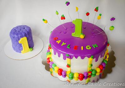 Tutti Fruity 1st Birthday Cake with Matching Smash Cake - Cake by Jennifer's Edible Creations