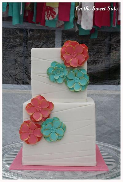 Teal and Pink  - Cake by Christy