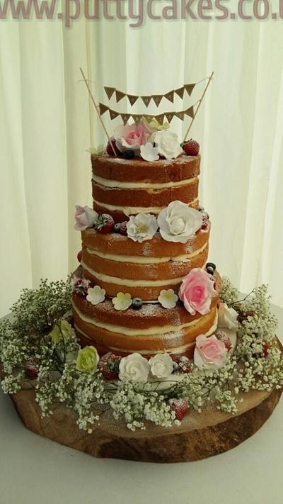 A Rustic Naked Wedding Cake - Cake by Putty Cakes