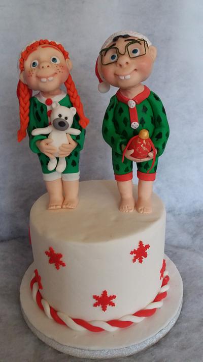 Brother en sister on christmas eve - Cake by Petra