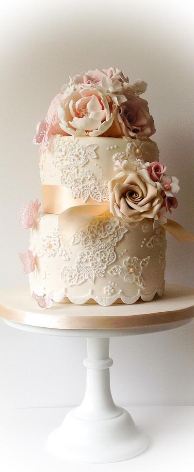Intimate Vintage wedding cake - Cake by Samantha's Cake Design