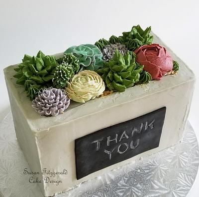 Buttercream Succulents in "Concrete" for Teacher Appreciation - Cake by Susan Fitzgerald Cake Design