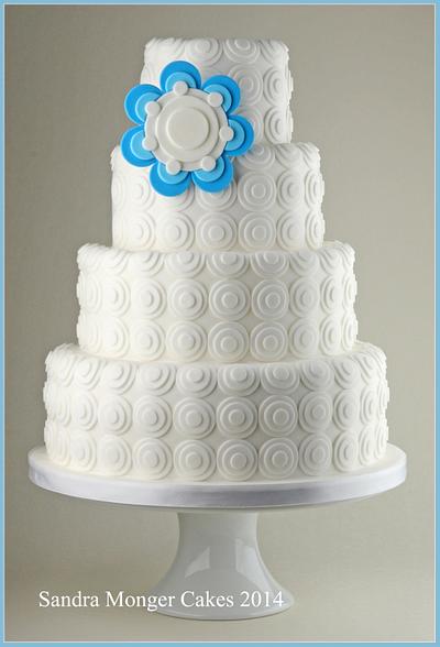 Modern Blue and White Wedding Cake - Cake by Sandra Monger