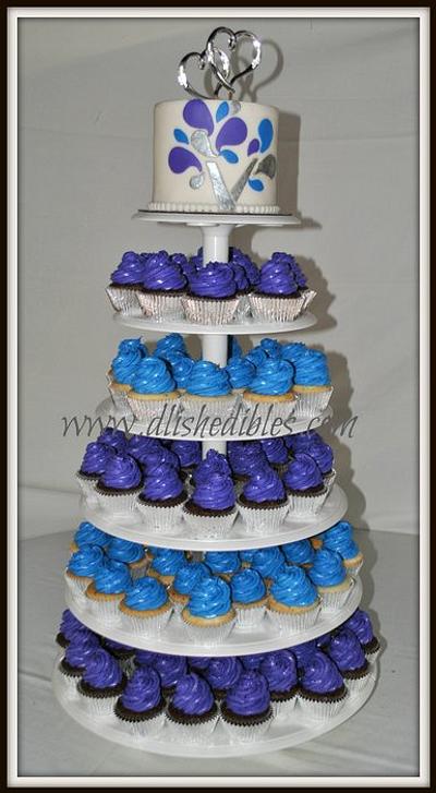 Cupcake tower for wedding - Blue and Purple - Cake by Maria
