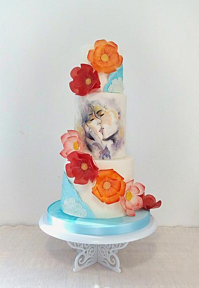 Hand painted wedding cake - Cake by Mischell