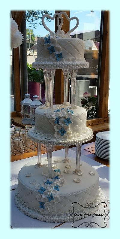 Blue Flowers - Cake by Sweet Cake Cottage