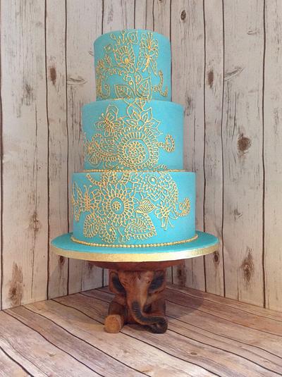 turquoise and gold fault cake ideas｜TikTok Search