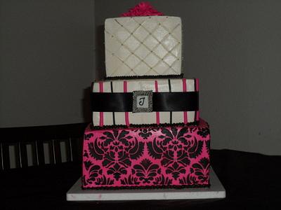 Pink damask cake - Cake by Love4cakes