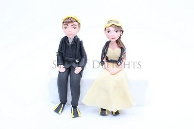 Bride and Groom - Scuba diving - Cake by Starry Delights